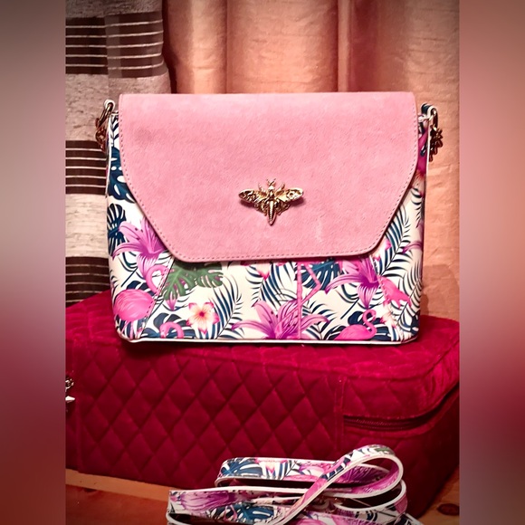 New NWT MADE IN ITALY VERA PELLE GENUINE LEATHER LILAC PINK FLAMINGO PURSE - Picture 6 of 15